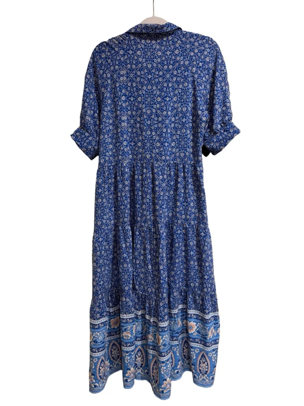 🌼 Natural Life Rebecca Midi Dress Blue Boho Cottagecore Size L - Picture 6 of 10